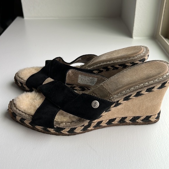 Ugg Margot Leather Shearling Wedge Sandal - Picture 7 of 7